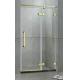 Golden Inline Frameless Shower Door Hinged Tempered Glass With 180 Degree Magnetic Seals