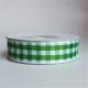 Green And White Gingham Wired Ribbon Solid Color Pattern Eco Friendly