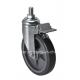 Edl Medium 6 130kg Threaded Brake PU Caster Z5746-77 with Ball Bearing in Grey Color