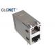 Right Angle  Rj45 Ethernet Jack , 2 Ports Stacked Rj45 Through Hole Connector