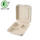 6in Natural Color Biodegradable Eco Friendly Disposable Lunch Boxes Food Containers 3 Compartments