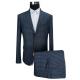 Work Mens 2 Piece Suit , Custom Made Tailored Suits Dark Blue Check