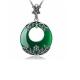 Thai Silver Green Agate Pendant Necklace Marcasite Retro Jewelry(N11061GREEN)