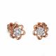 18K Rose Gold Classic Sakura Daimonds Stud Earrings for Women Girl Gift (GDE011)