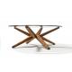 Glass Top Stern Round Metal Coffee Table Solid Wood Modern Home Furniture