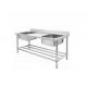 Hotel Stainless Steel Catering Equipment Sink Worktable Brake With Wheel Square Legs