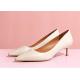 White Soft Cow Genuine Leather Pumps 2cm Low Heel Dress Shoes For Ladies