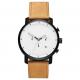 Tan leather strap 5atm water proof quartz stainless steel back watch