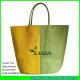 LUDA yellow and green striped tote bag promotion cheap paper straw bag