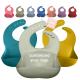 ODM Baby Girl Waterproof Silicone Weaning Bibs Button Closure With Pocket