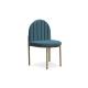 home furniture Dining Chair in Bule Channel Tufted Velvet fabric back with 4 metal golden brass leg