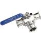 Normal Temperature Media Sanitary Stainless Steel 304 316L Tri Clamp Tee 3 Way Ball Valve