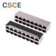 Round Pin Stacked RJ45 Connectors 2 * 8 Ports UL94-V0 Material For Industrial Network