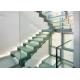 Anti Slip Straight Flight Staircase Clear Glass Tread Stairs With Led Light