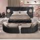 Pine Matted Leather Luxury Beauty Bed Solid Wood Frame Queen Beds For Bedroom