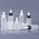 Glass Cosmetic Containers Flat Shoulder Frosted Cosmetic Serum Dropper Bottle
