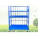 Blue Warehouse Cages On Wheels / Stackable Storage Cages With Shelves