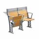 Aluminum Stand Lecture Hall / School Desk And Chair With High Back Armed Plywood Back And Seat