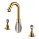 Deck Mounted Gold Widespread Bathroom Faucet 3 Hole 2 Handle Solid Brass