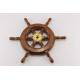Teakwood And Copper Sailboat Steering Wheel 16.5 Diameter With Control Knob
