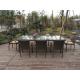 Dark Brown Rattan Garden Dining Sets With Table And 8pcs Arms Chair