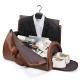 Outdoor PU Leather Travel Duffle Bag Brown With Separate Shoe Compartment