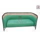 Green Upholstered Commercial Banquette Seating With Rattan Wood / SS Frame