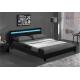 Wooden Double LED Upholstered Bed Black White With Headboard Led Lights