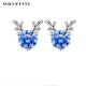 Christmas Jewelry Gift Fashion Small Deer Earrings Personality Blue White Rhinestone Luxury Ladies Earrings Jewelry