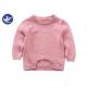 Scoop Welt Knit Girls Pullover Sweaters Crew Neck Long Sleeves Armhole Jumper