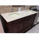 Double Cutouts Marble Bathroom Worktop 60 Inch With Cabinet , Beige Color