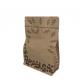 Grocery Stand Up Customized Design Food Packaging Rectangular Flat Bottom Side Gusset Kraft Paper Bag With Zipper