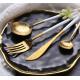 NEWTO NC099 White and Gold Color Stainless Steel Flatware Set Kitchen Cutlery Knife Fork Spoon