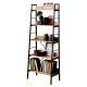 Modern Furniture Ladder Metal And Wood Book Shelves Display 5 Tiers