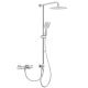 H 1000mm Hand Shower Mixer Set , Square Head Thermostatic Waterfall Shower