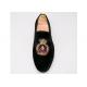 Logo Embroidered Velvet Loafers Royal Style Luxury Velvet Slippers For Men