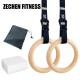28mm Wooden Pull Up Rings Olympic Double Layers Durable Nylon 8 Feet Stitches Straps