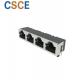 Half Shielded Right Angle RJ45 Connector 1 * 4 Ports Operating Temperature -40℃ To 85℃