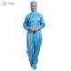 Cleanroom ESD antistatic autoclavable sterilized hooded blue color coverall with shoes cover for class 100