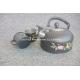 Kitchen tea set flower painting stainless steel whistling tea pot black color whistling kettle with two cups