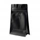 VMPET Resealable Matte Black Coffee Pouch Packaging With Valve Flat Bottom