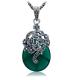 Thai 925 Silver Pendant Necklace Green Agate and Marcasite(JX467GREEN)