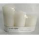 3pk white pillar candle packed into paper tray,then whole set be shrinked