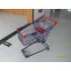 Blue / Orange Retail Wire Shopping Trolley With 4 x 3 Inch Swivel Flat PVC Caster 75L