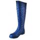 Blue Leopard Print Rubber Rain Boots For Women With Half , Waterproof