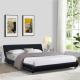 plywood Black Faux Leather Upholstered Bed Europe Style Curve Shape