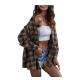                  Women′s Flannel Plaid Shirts Button Down Regular Fit Long Sleeve Casual Shirts Pure Cotton Oversized Blouse             
