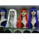 Colored White Blue Red Purple Silky Straight Long Synthetic Wigs For Women