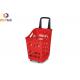 Large Capacity Plastic Supermarket Shopping Basket With Handle And 2 Wheels
