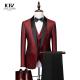 Men's Plus Size Striped Formal Suit with Woolen Cloth Fabric and Three Piece Design